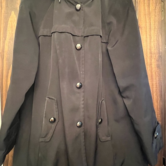 Jones New York women’s Lined Jacket with Detachable Hood rain coat Size L - Picture 3 of 8